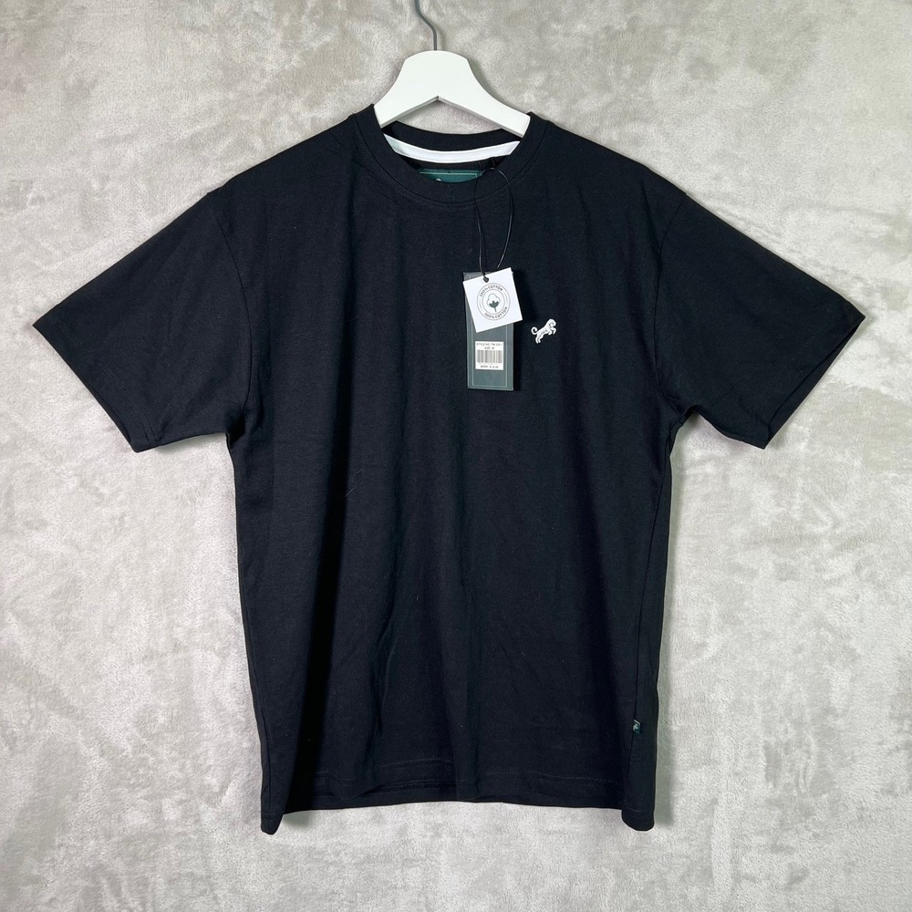 Tiger Wolf Crew Neck T Shirt Size M Mens Black Cotton Basic Tee NWT
